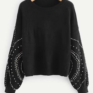 Black Sweater with Arm Embellishments